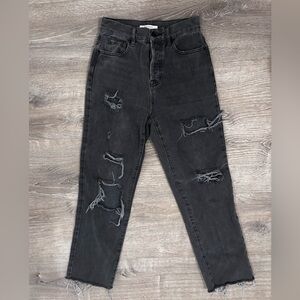 Pacsun Black High Waisted Straight Leg Jeans Distressed